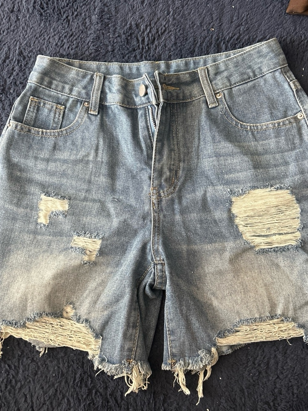 SHEIN Light Blue High-Waist Denim Shorts